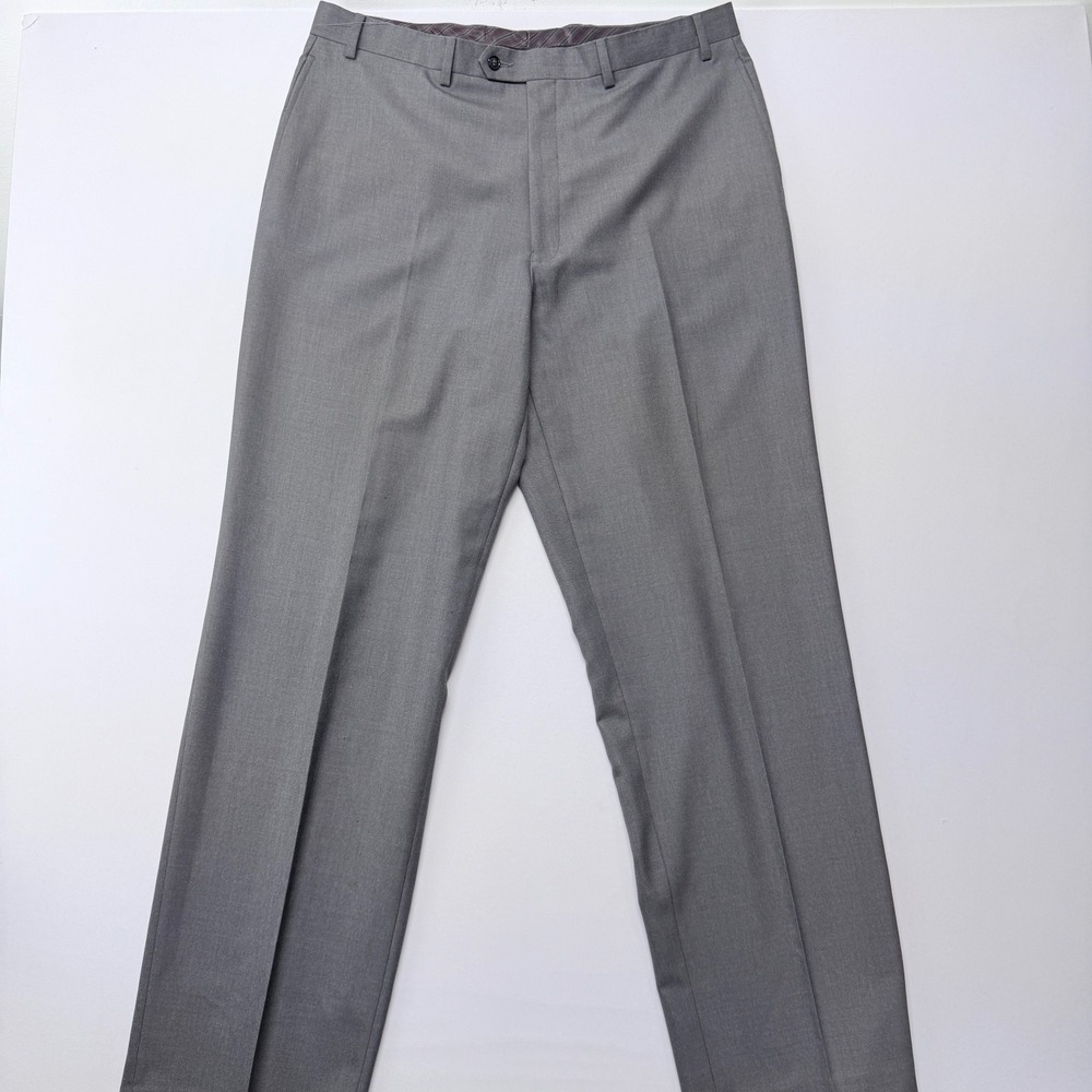 Sean John Mens Gray Flat Front Dress Pants Straight Leg 38x34 Fine Tailoring